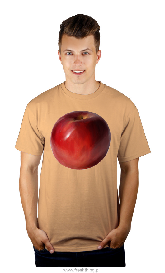 Jabłko - Męska Koszulka Piaskowa