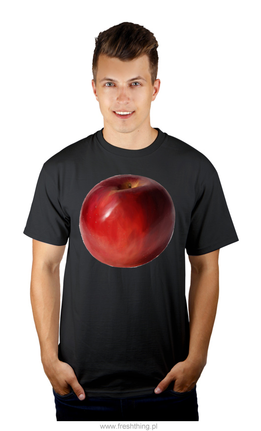 Jabłko - Męska Koszulka Szara