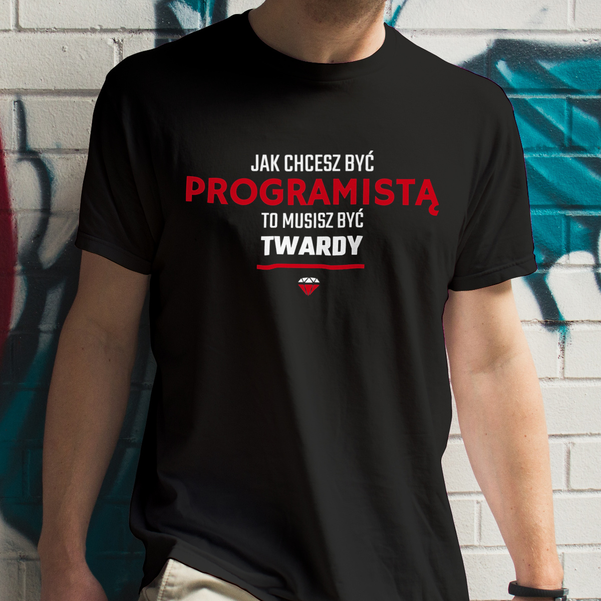 Jak chcesz być programistą to musisz być twardy - Męska Koszulka Czarna