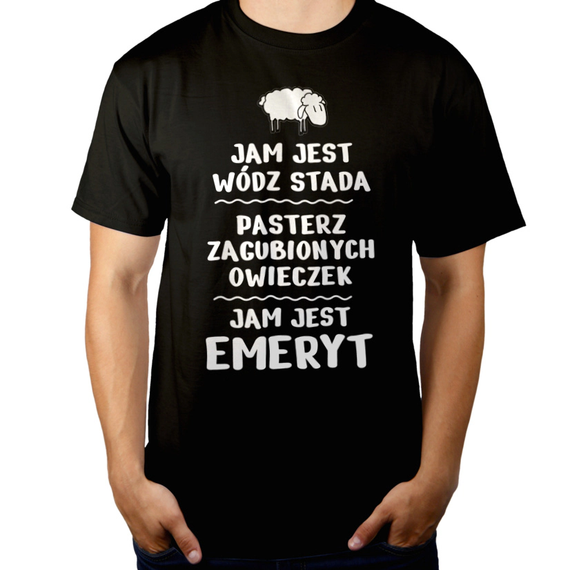 Jam Jest Emeryt Wódz Stada - Męska Koszulka Czarna