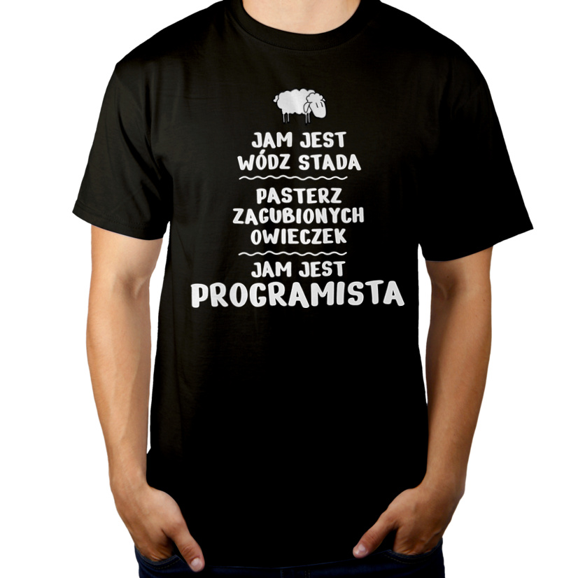 Jam Jest Programista Wódz Stada - Męska Koszulka Czarna