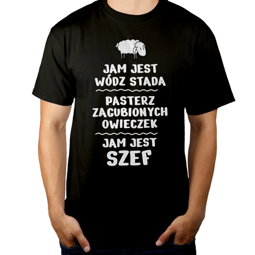 Jam Jest Szef Wódz Stada - Męska Koszulka Czarna