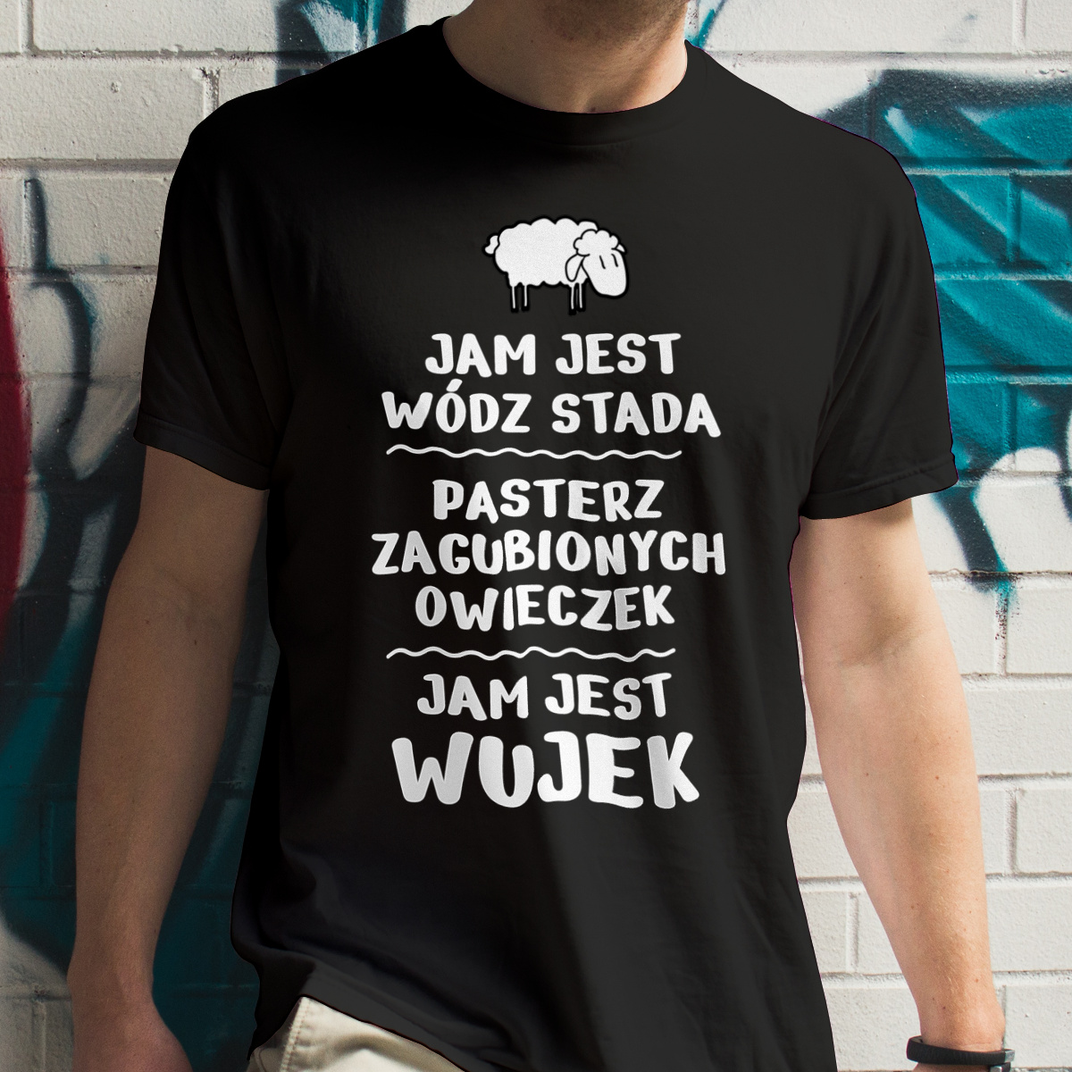 Jam Jest Wujek Wódz Stada - Męska Koszulka Czarna