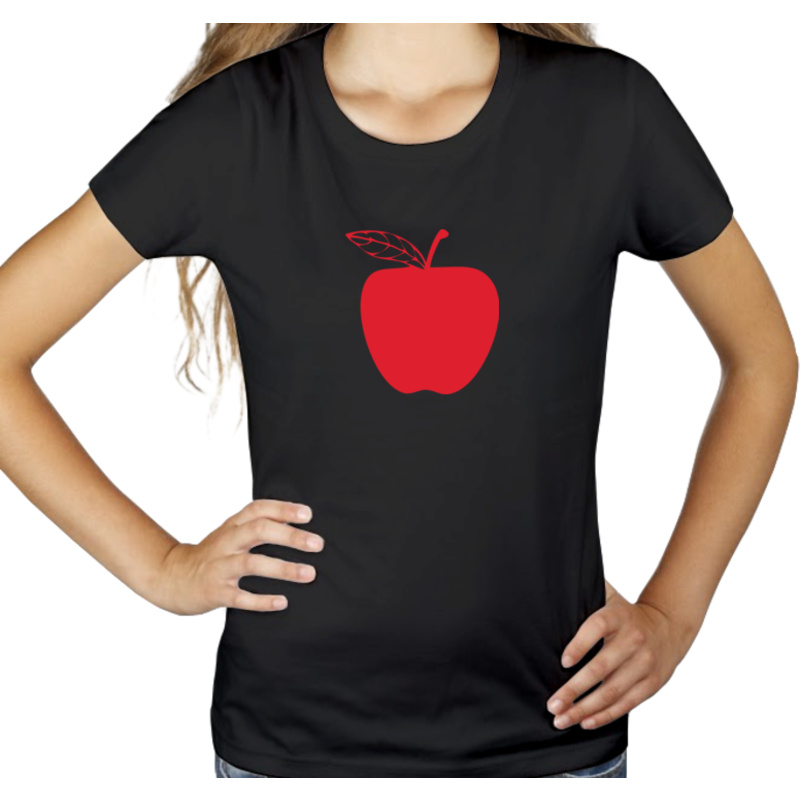 Jedz jabłka - Damska Koszulka Czarna