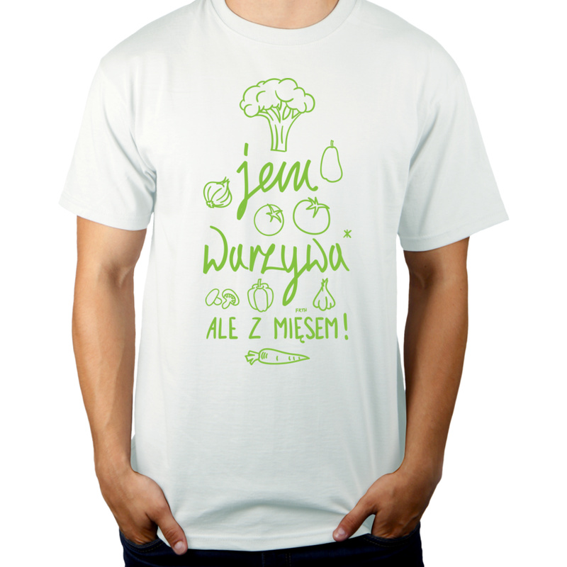 Jem Warzywa - Ale Z Mięsem - Męska Koszulka Biała
