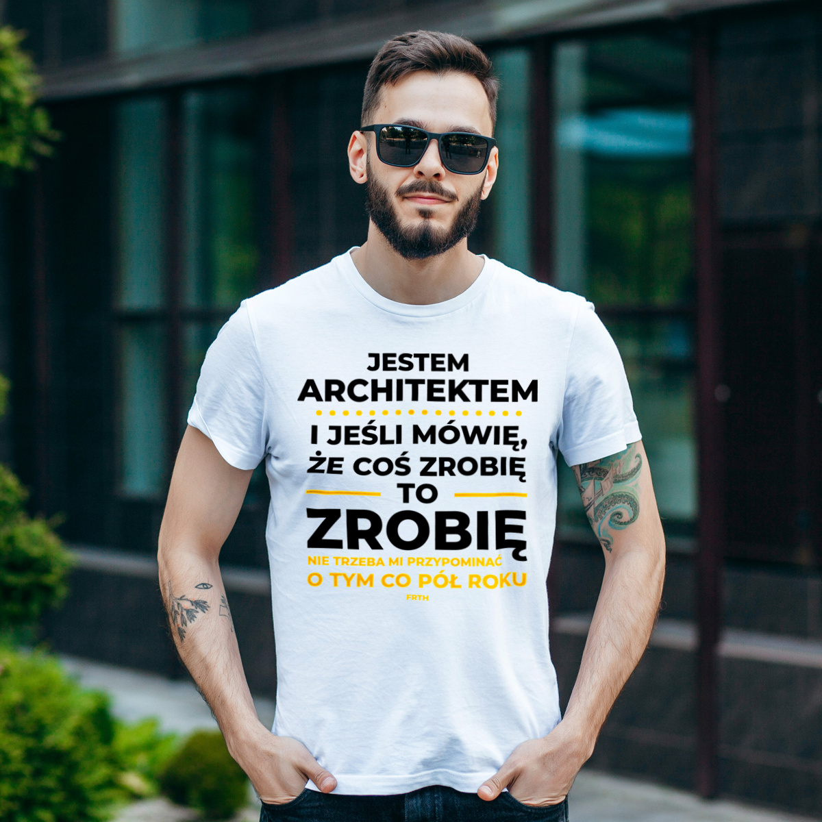 Jeśli Architekt Mówi Że Zrobi, To Zrobi - Męska Koszulka Biała