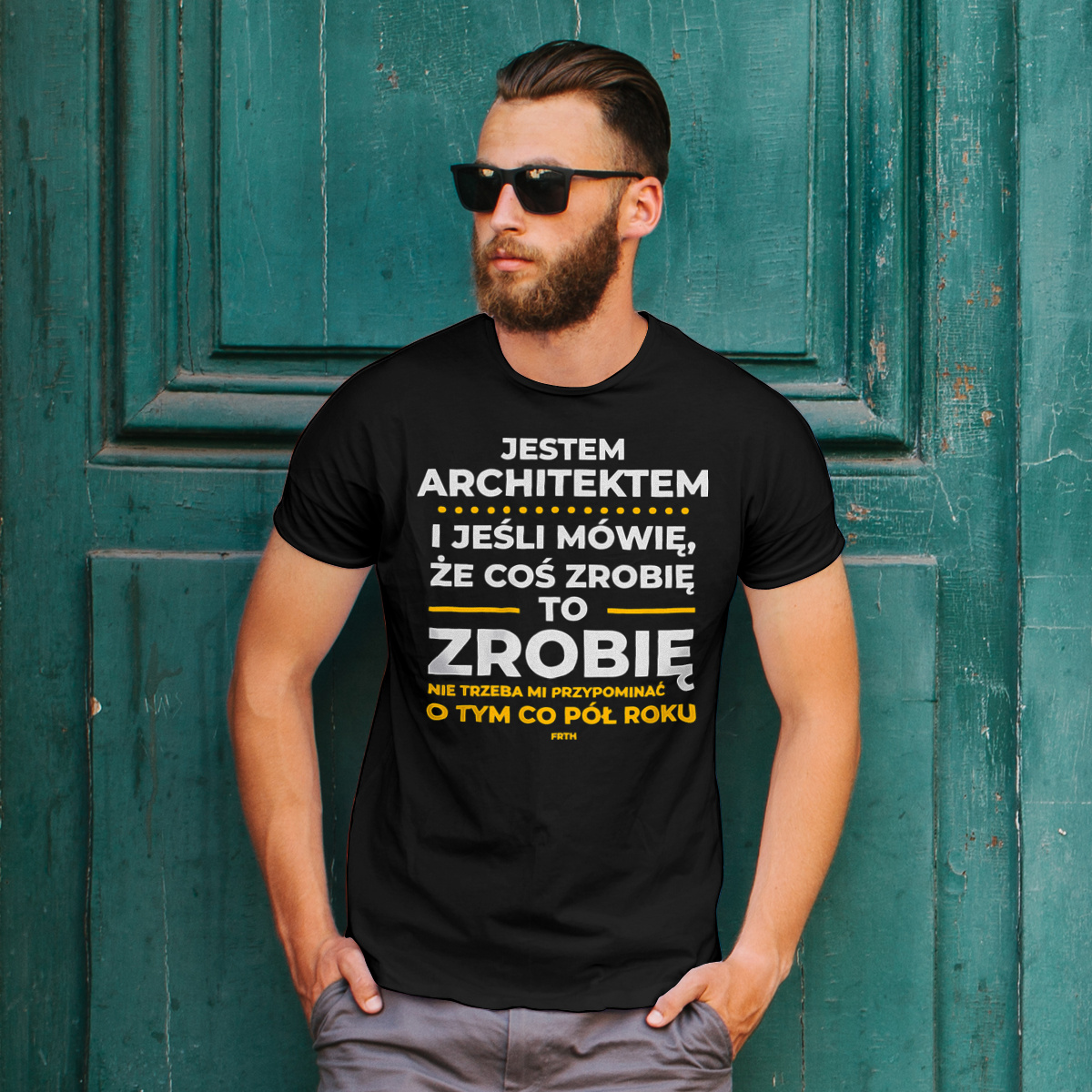 Jeśli Architekt Mówi Że Zrobi, To Zrobi - Męska Koszulka Czarna