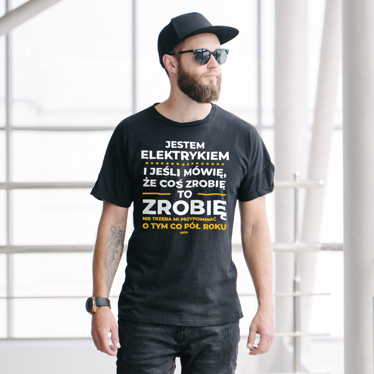 Jeśli Elektryk Mówi Że Zrobi, To Zrobi - Męska Koszulka Czarna