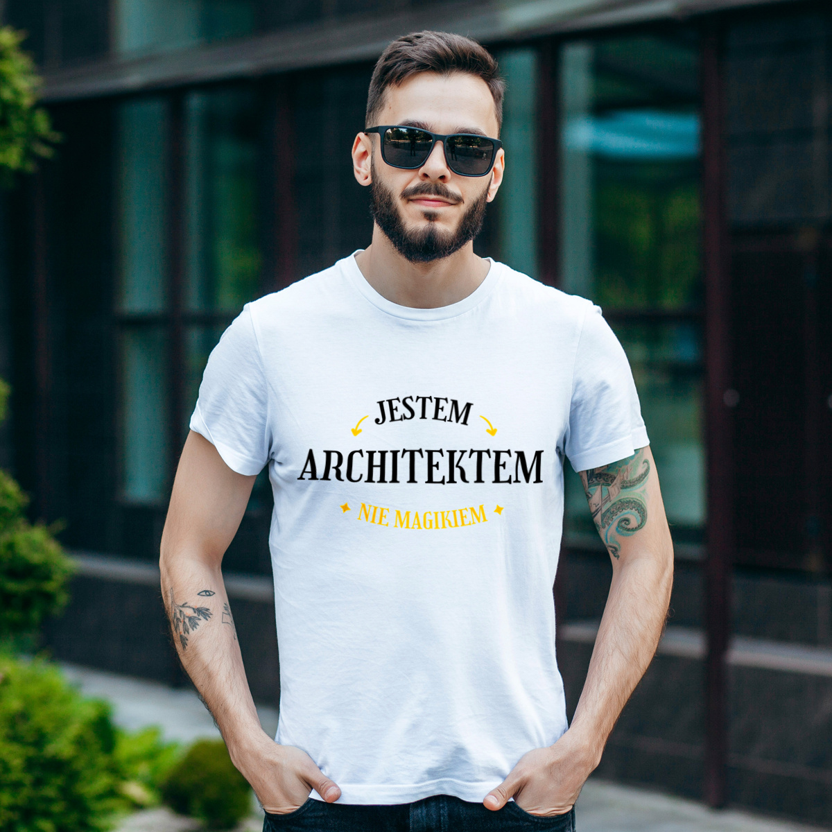 Jestem Architektem Nie Magikiem - Męska Koszulka Biała