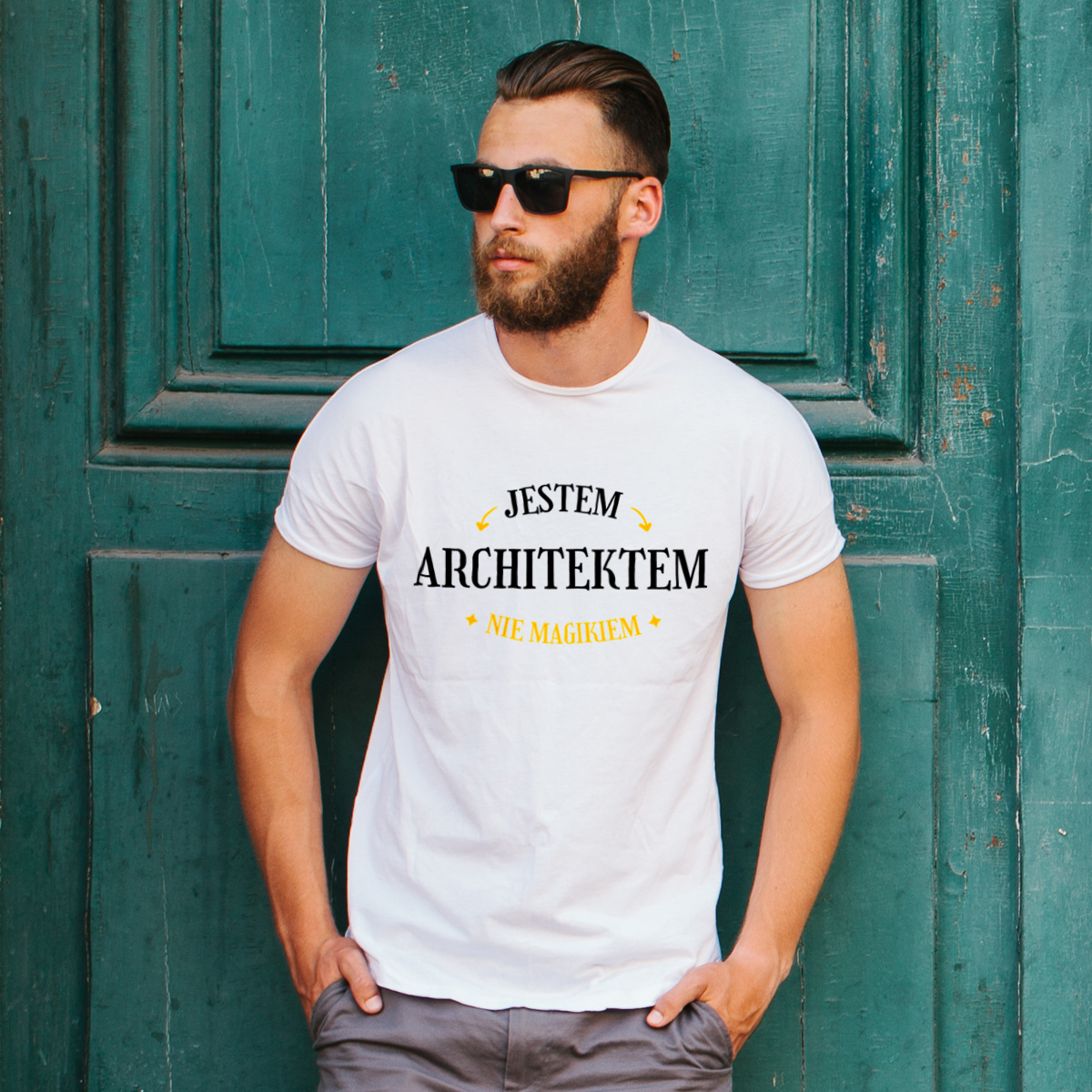 Jestem Architektem Nie Magikiem - Męska Koszulka Biała