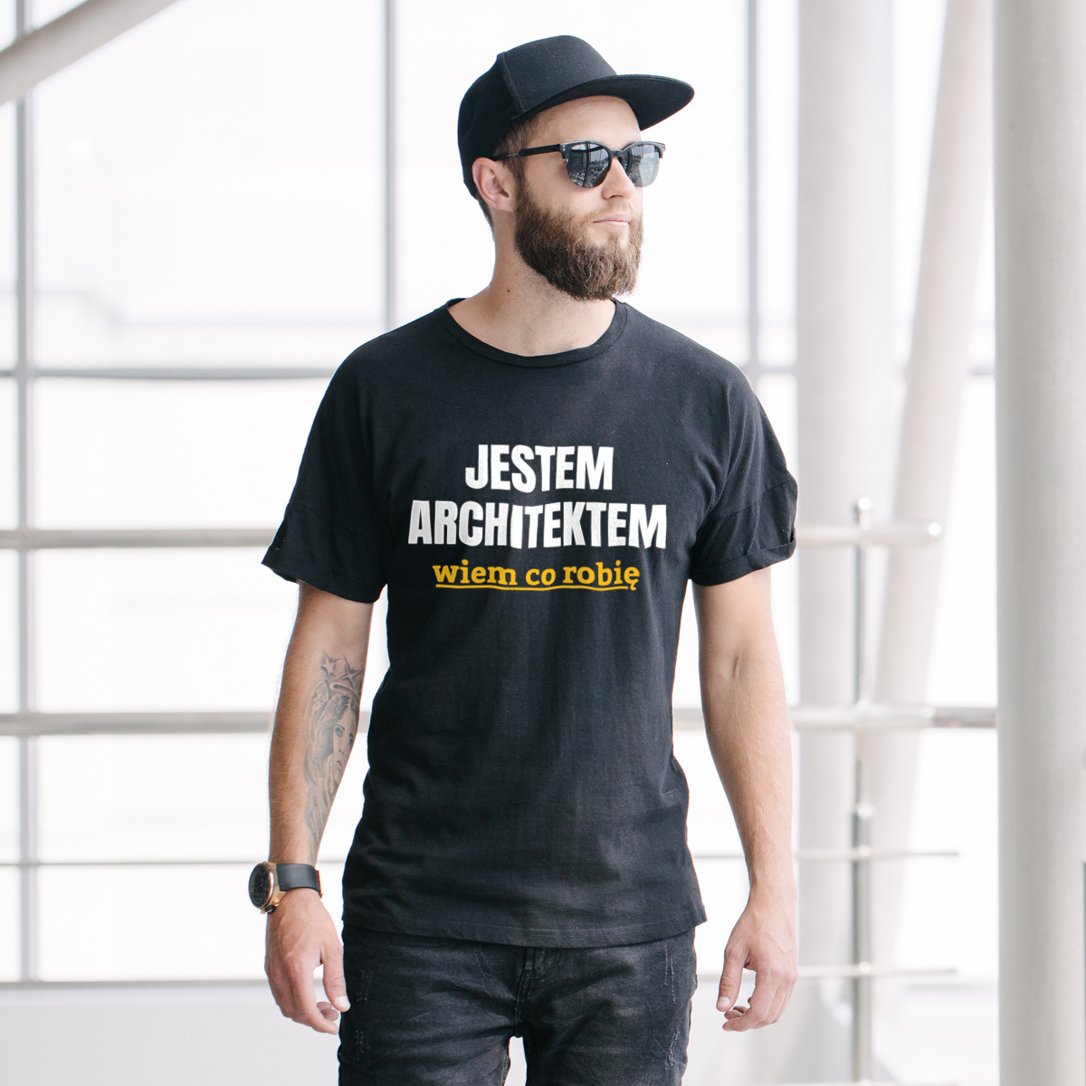 Jestem Architektem Wiem Co Robię - Męska Koszulka Czarna