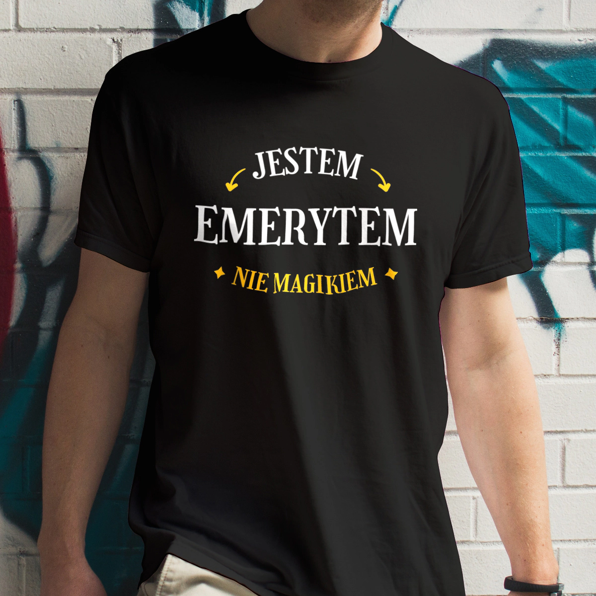 Jestem Emerytem Nie Magikiem - Męska Koszulka Czarna