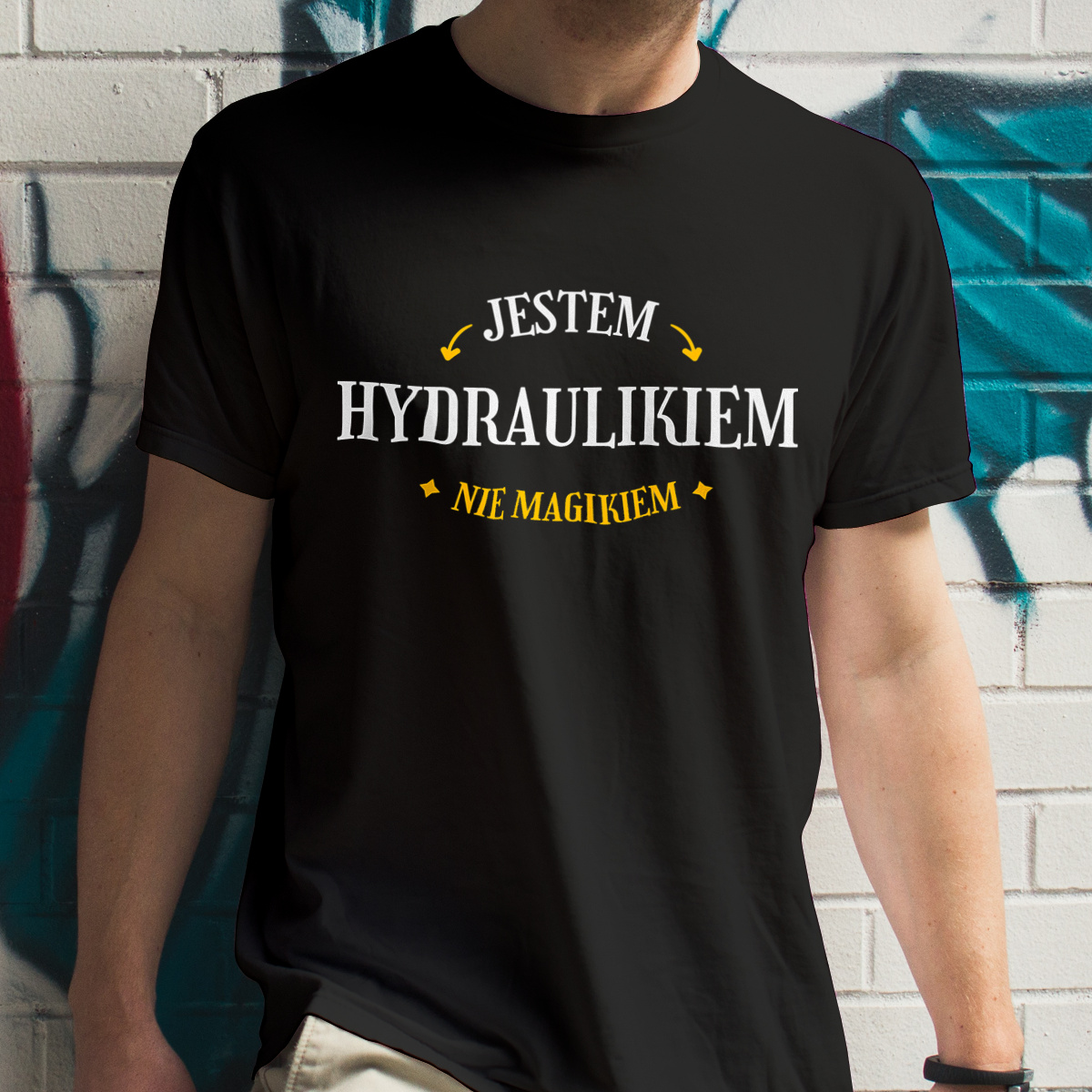 Jestem Hydraulikiem Nie Magikiem - Męska Koszulka Czarna