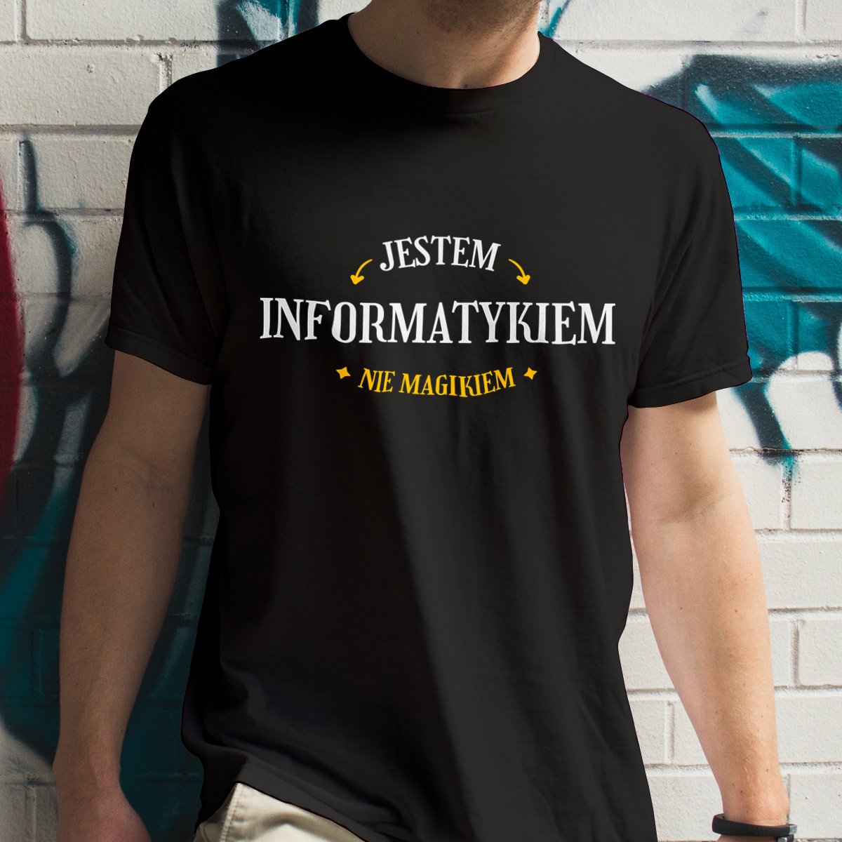 Jestem Informatykiem Nie Magikiem - Męska Koszulka Czarna