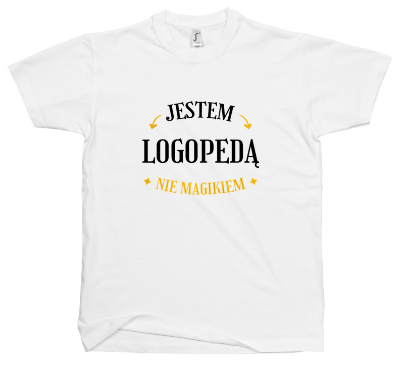 Jestem Logopedą Nie Magikiem - Męska Koszulka Biała