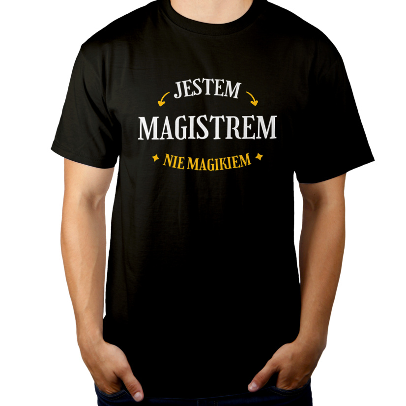 Jestem Magistrem Nie Magikiem - Męska Koszulka Czarna