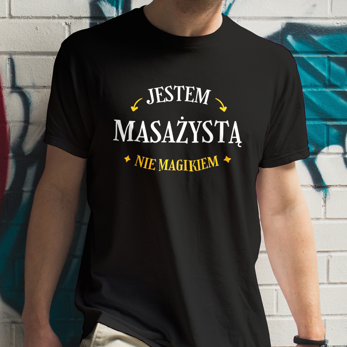 Jestem Masażystą Nie Magikiem - Męska Koszulka Czarna