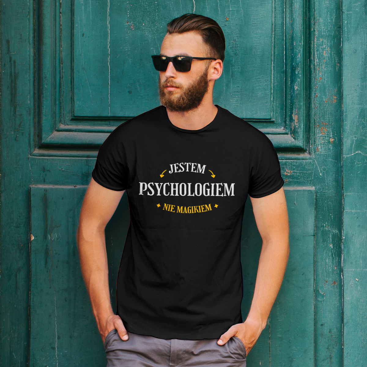 Jestem Psychologiem Nie Magikiem - Męska Koszulka Czarna