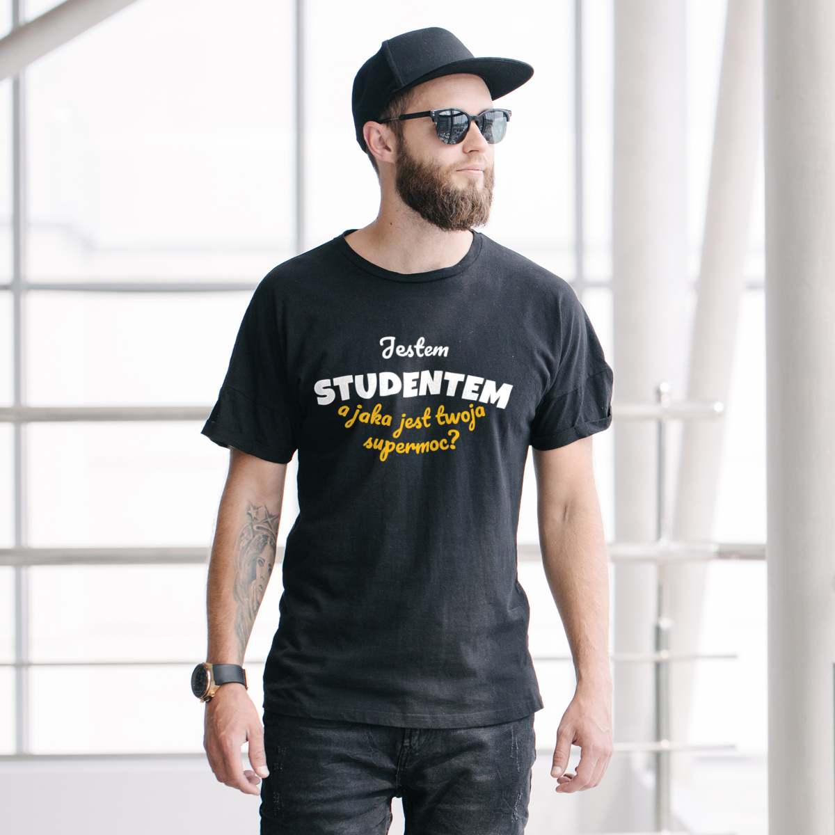 Jestem Studentem - Jaka Jest Twoja Supermoc - Męska Koszulka Czarna
