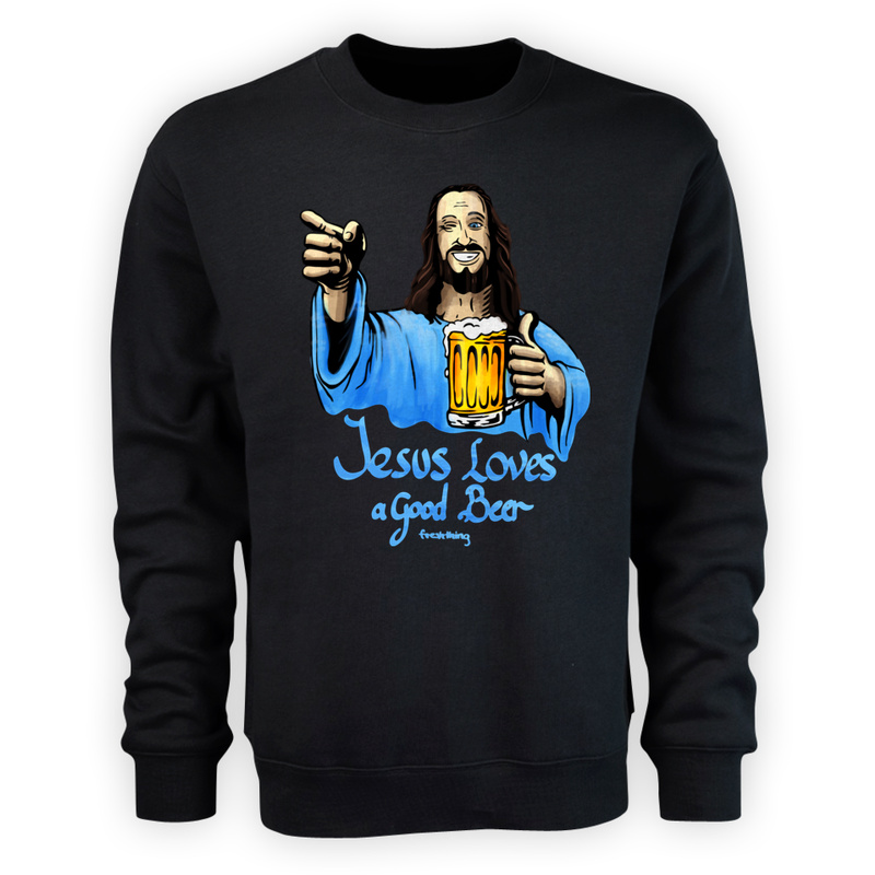 Jesus Loves Good Beer - Męska Bluza Czarna