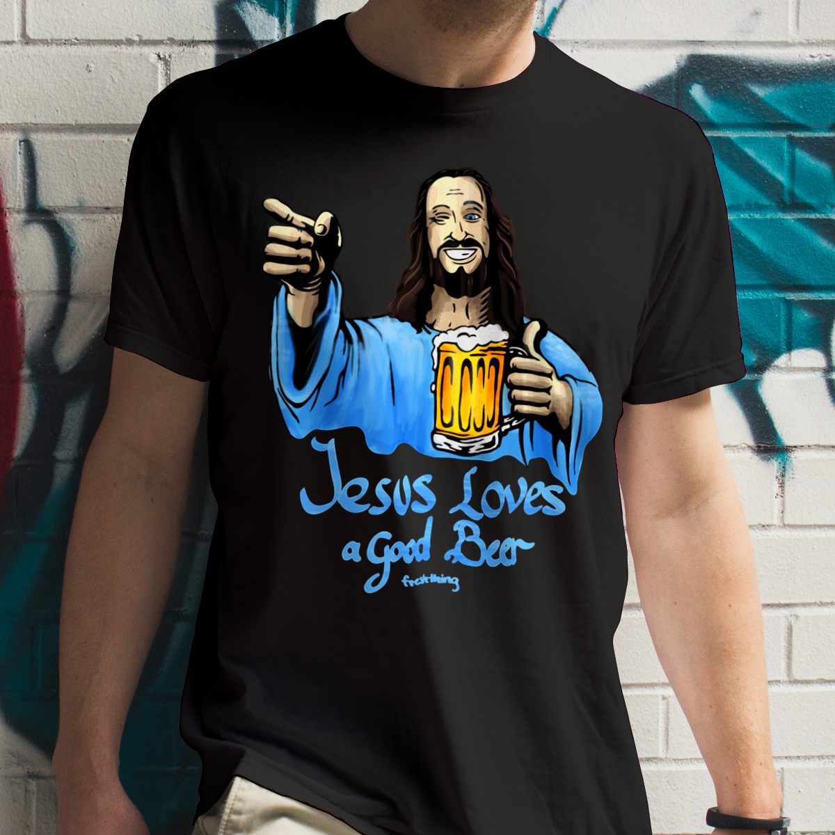 Jesus Loves Good Beer - Męska Koszulka Czarna