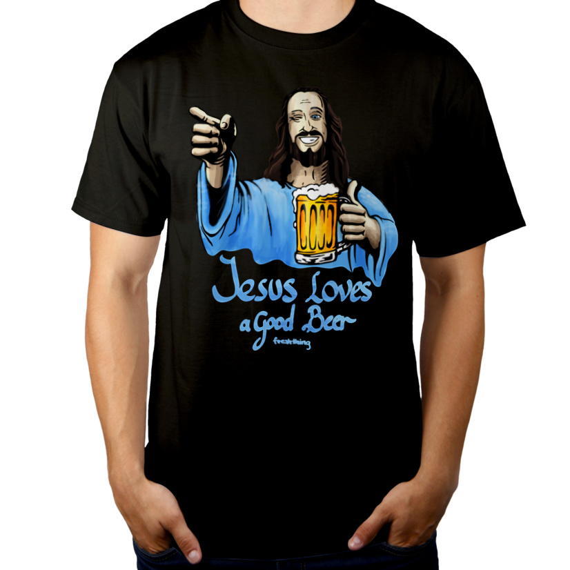 Jesus Loves Good Beer - Męska Koszulka Czarna