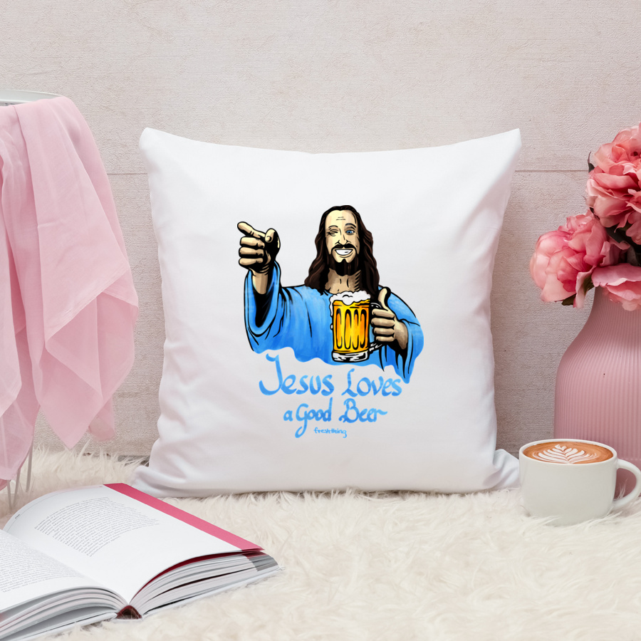 Jesus Loves Good Beer - Poduszka Biała