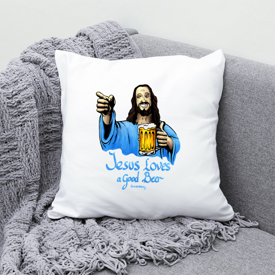 Jesus Loves Good Beer - Poduszka Biała