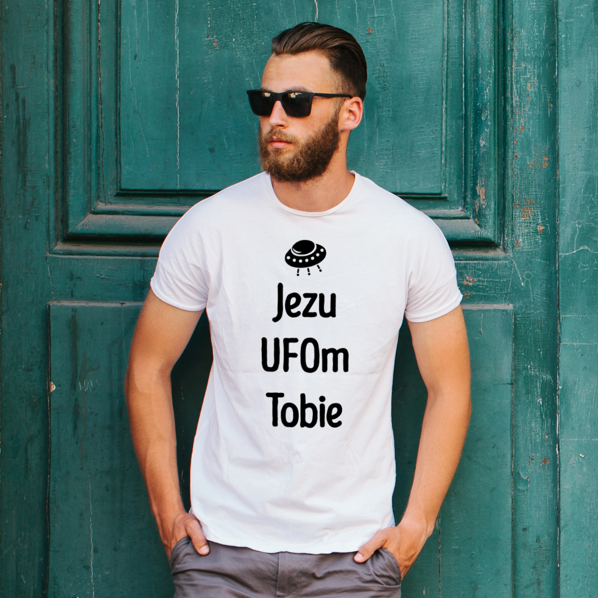 Jezu Ufom Tobie - Męska Koszulka Biała