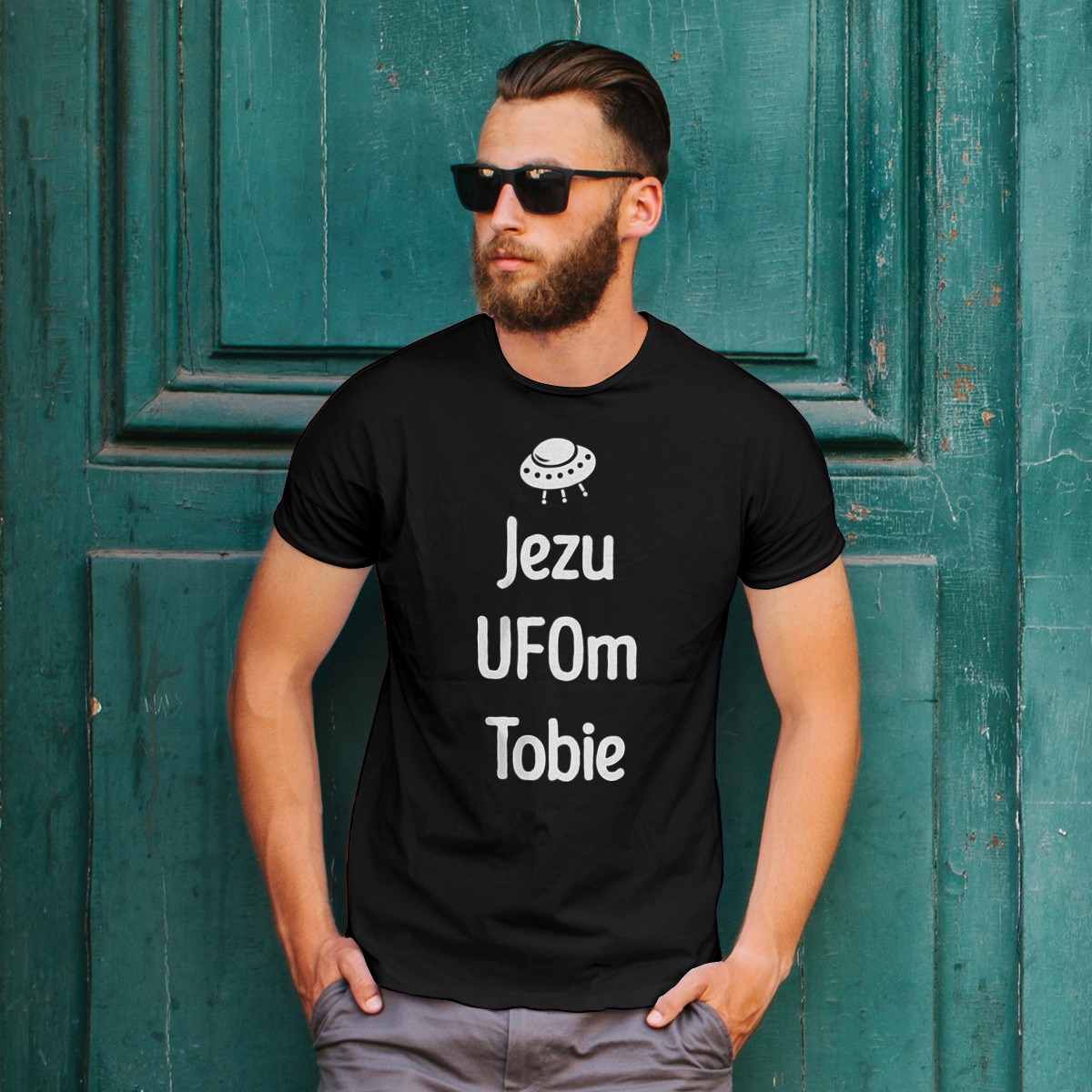 Jezu Ufom Tobie - Męska Koszulka Czarna