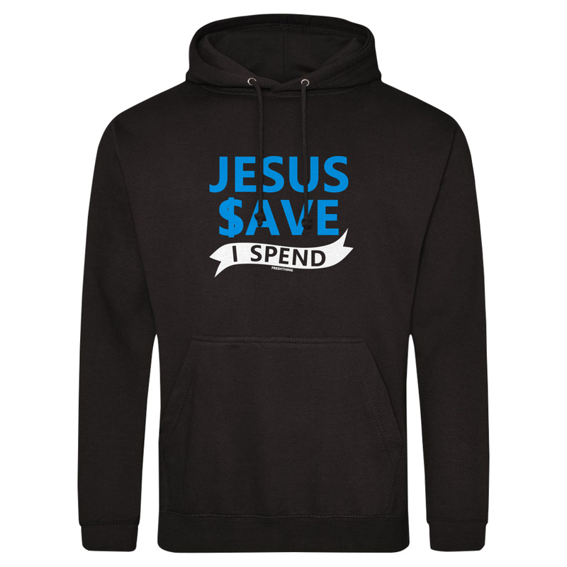 Jezus save I spend - Męska Bluza z kapturem Czarna