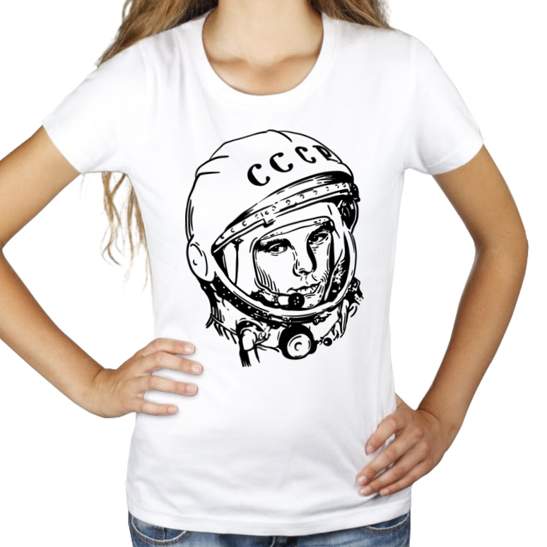 Jurij Gagarin - Damska Koszulka Biała
