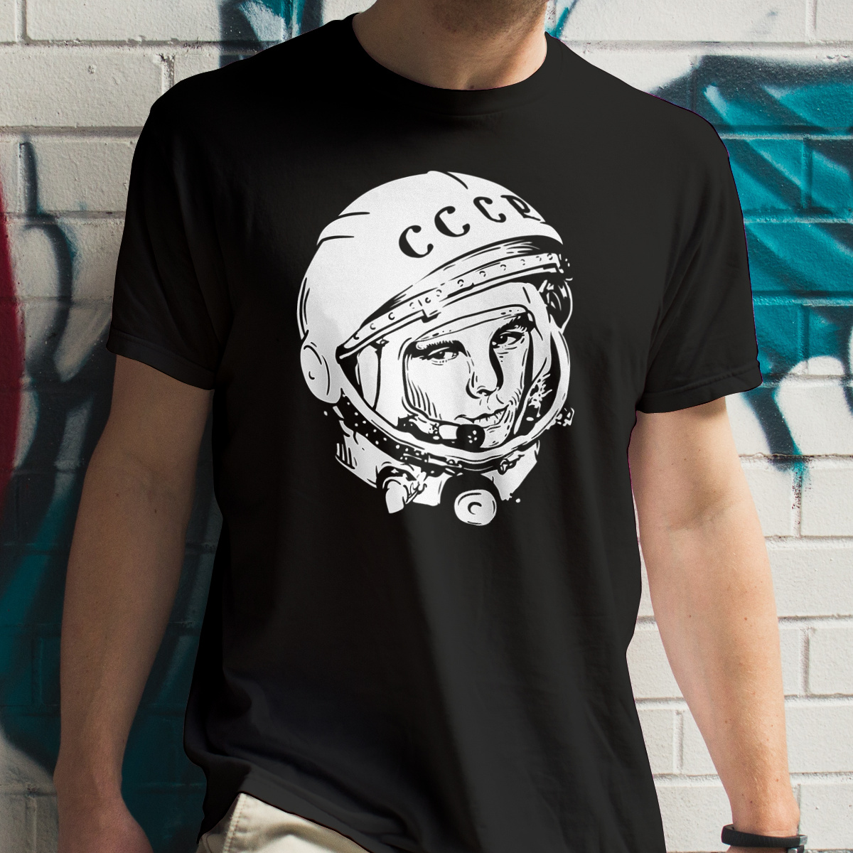 Jurij Gagarin - Męska Koszulka Czarna
