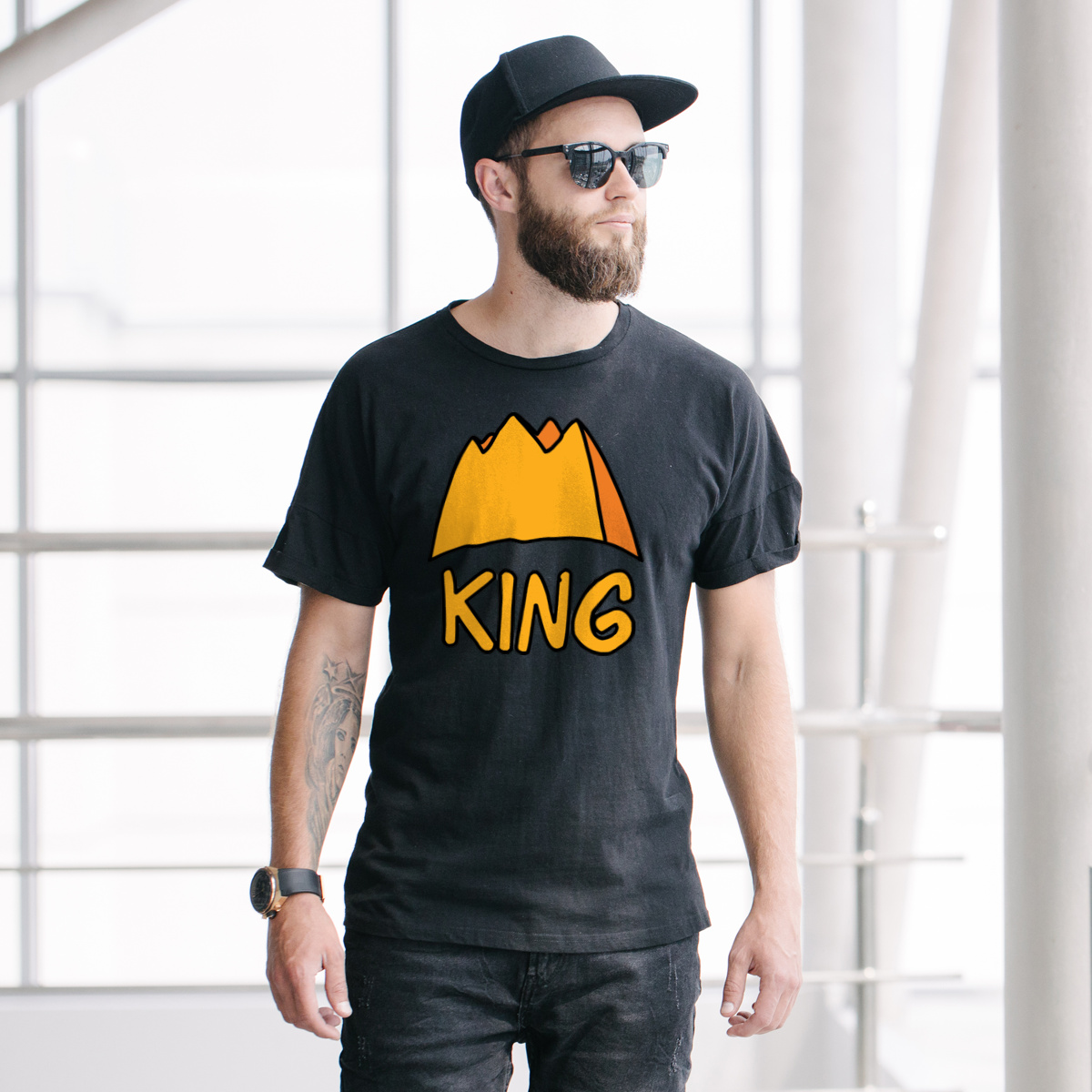 KING - Męska Koszulka Czarna