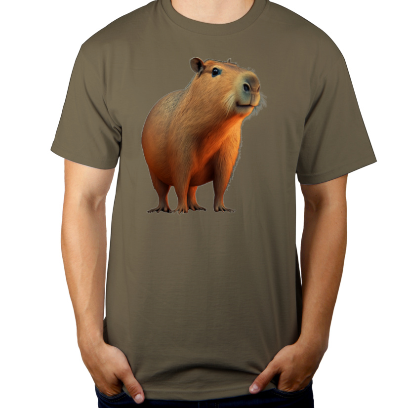Kapibara - Męska Koszulka Khaki
