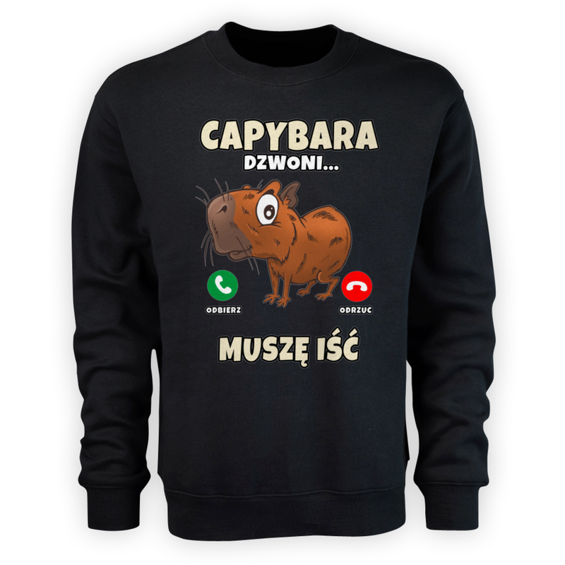Kapibara Dzwoni Muszę Iść - Męska Bluza Czarna