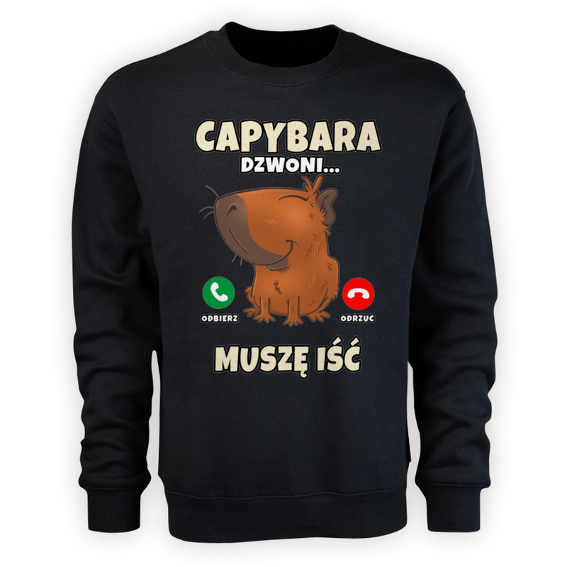 Kapibara Dzwoni Muszę Iść Capybara - Męska Bluza Czarna