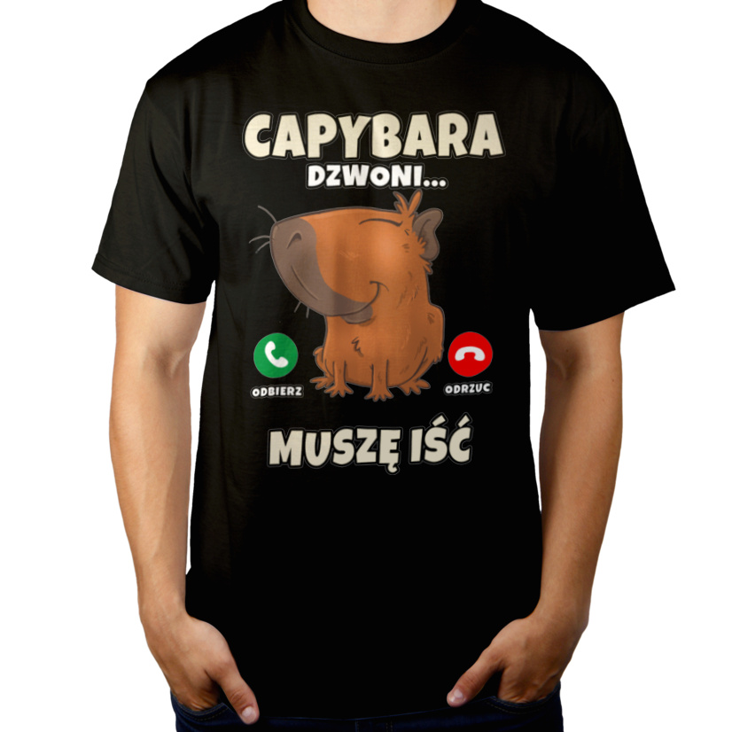 Kapibara Dzwoni Muszę Iść Capybara - Męska Koszulka Czarna