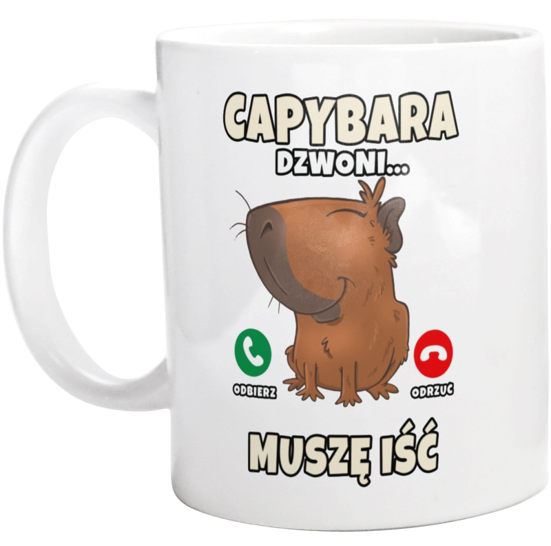 Kapibara Dzwoni Muszę Iść Capybara - Kubek Biały
