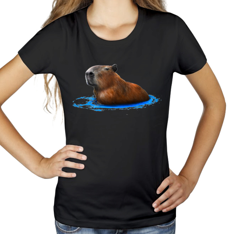 Kapybara Pływająca Kapibara - Damska Koszulka Czarna