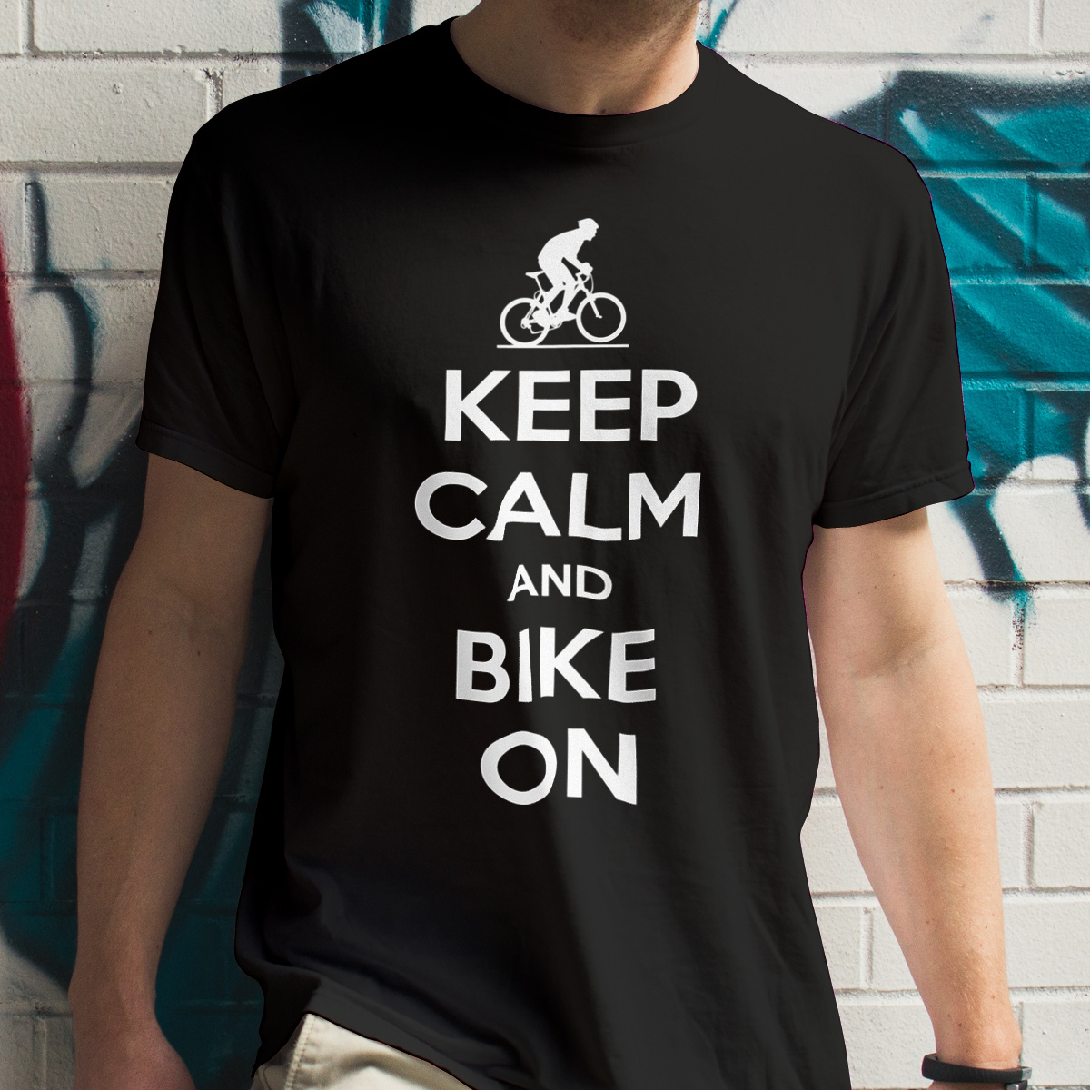 Keep Calm And Bike On - Męska Koszulka Czarna