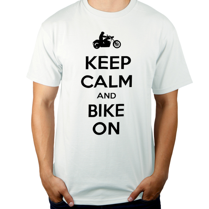 Keep Calm And Bike On Chopper - Męska Koszulka Biała