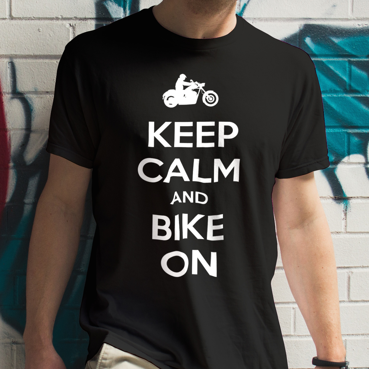 Keep Calm And Bike On Chopper - Męska Koszulka Czarna