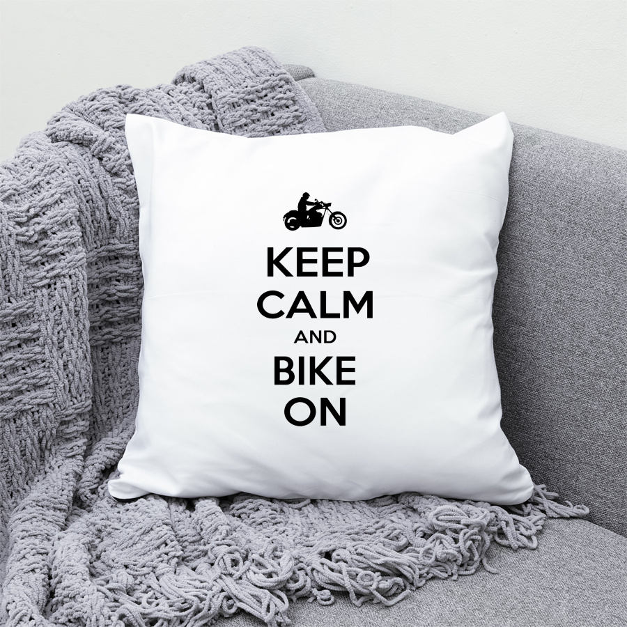 Keep Calm And Bike On Chopper - Poduszka Biała