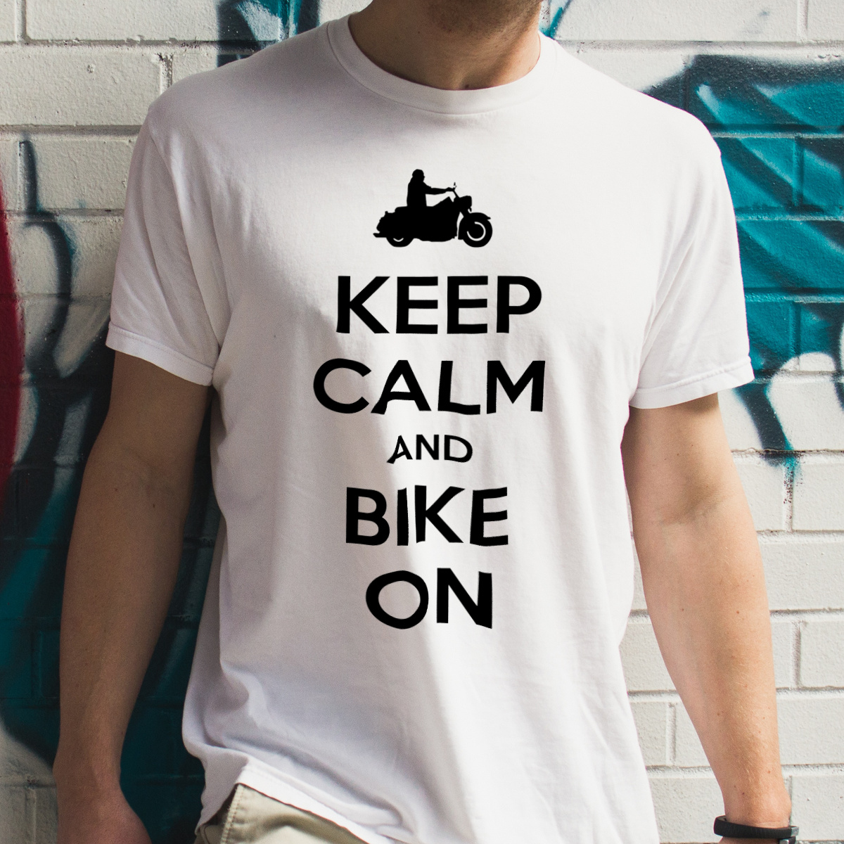 Keep Calm And Bike On Cruiser - Męska Koszulka Biała