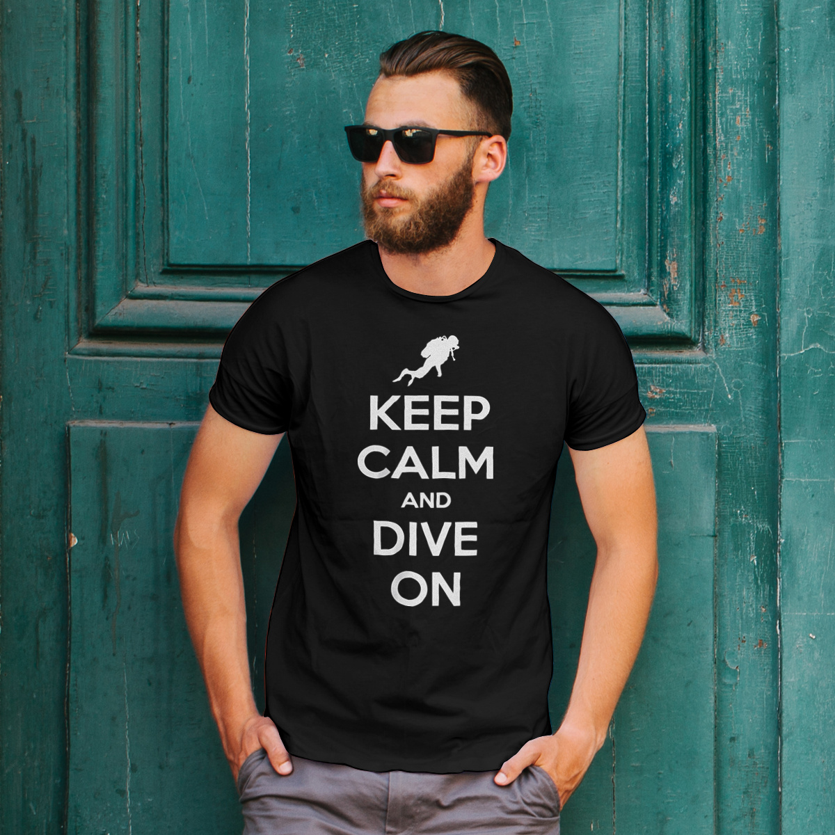 Keep Calm And Dive On - Męska Koszulka Czarna