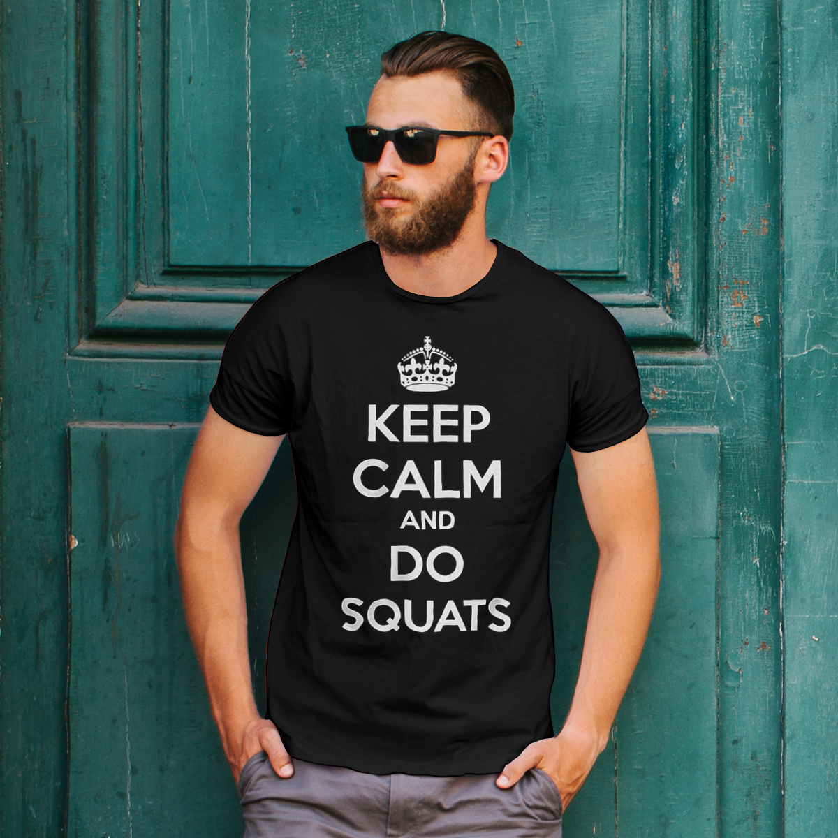 Keep Calm And Do Squats - Męska Koszulka Czarna
