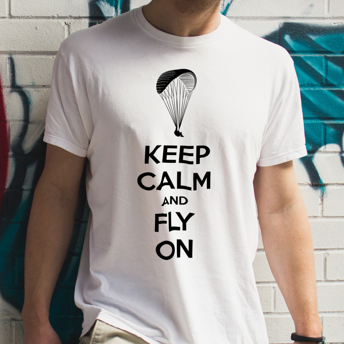 Keep Calm And Fly - Męska Koszulka Biała
