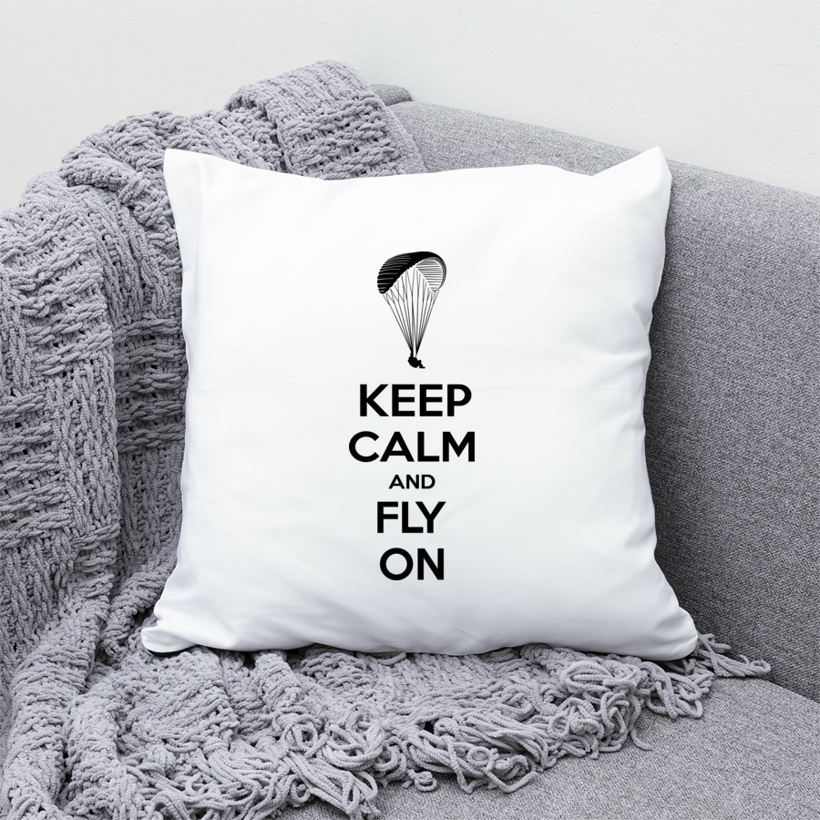 Keep Calm And Fly - Poduszka Biała