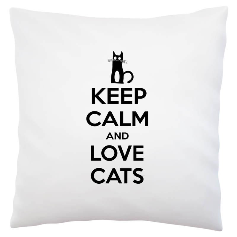 Keep Calm And Love Cats - Poduszka Biała